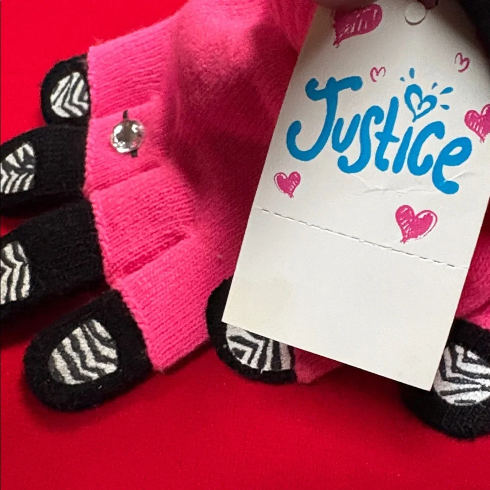 Justice O/S double layer gloves. NWT!